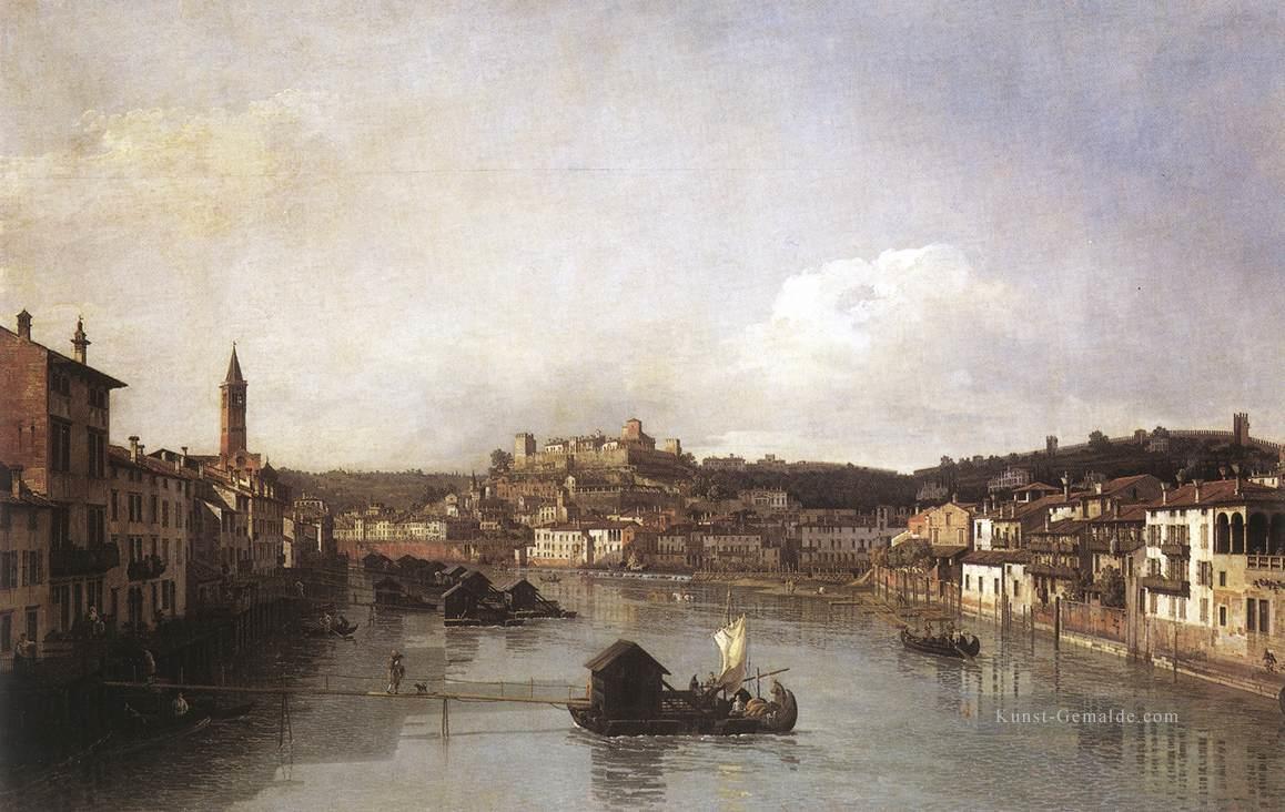 Blick auf Verona und den Etsch von der Ponte Nuovo städtischem Bernardo Bell Ölgemälde